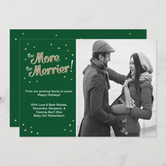 Plus de Merrier Pregnancy Faire-part Green (Devant / Derrière)