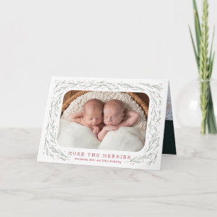 Plus de Noël Merrier Twin Faire-part de naissance