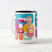 Plus de Rectangles et Starbursts Mug de café à deu (Devant gauche)