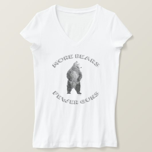 Plus D'Ours; Moins De Canons V-Cou T-Shirt (Design devant)