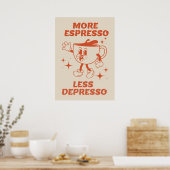 Plus Espresso Moins Depresso Café rouge Poster (Cuisine)
