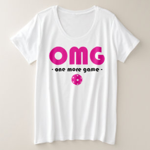 Plus formaat Pickleball Nog één game wit / roze Grote Maat T-shirt