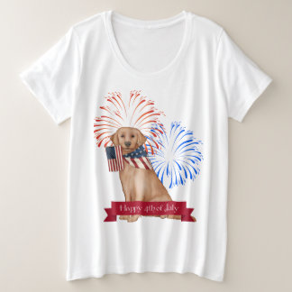 Plus Grootte Vierde juli t-Shirt Golden Lab