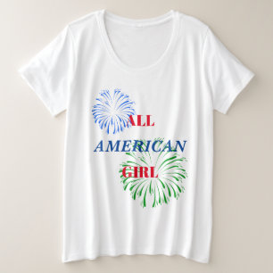 Plus Grootte Vierde van Juli t-shirt met Vuurwerk