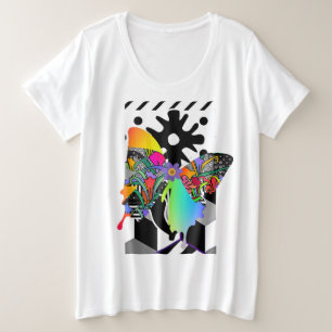 Plus Grootte vrouwelijke vlinderbloemigen Grafisch Grote Maat T-shirt