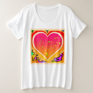Plus Grootte vrouwen harten Grafisch t-Shirt