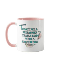 Plus heureux qu'un oiseau avec une tasse de pommes