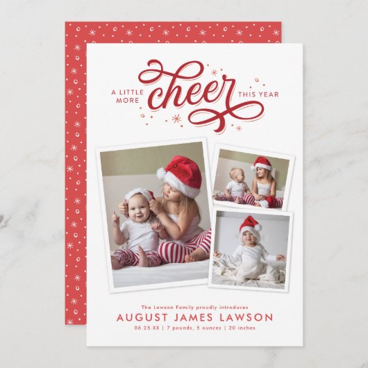 Plus Joyeux Noël Faire-part de naissance vacances (Devant / Derrière)