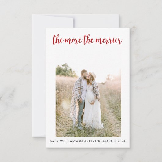 Plus La Carte de Noël De Grossesse De Merrier Est  (Devant)