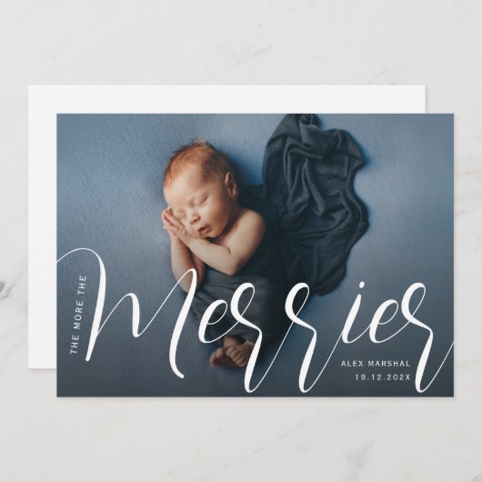 Plus La faire-part de naissance Merrier est grande (Devant / Derrière)