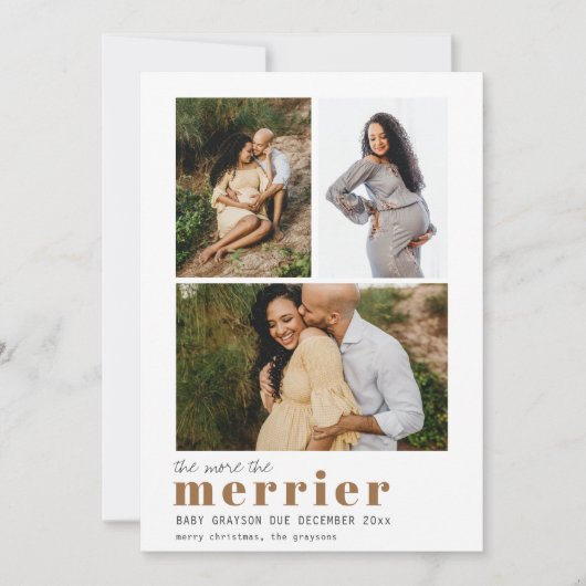 Plus La Merrier Noël Grossesse Faire-part (Devant)
