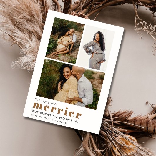 Plus La Merrier Noël Grossesse Faire-part