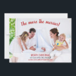 Plus le Faire-part de naissance photo Merrier est<br><div class="desc">Carte tout-en-un, Faire-part de naissance et Holiday avec votre propre photo et message personnalisé. Le texte dit : "Plus le plus c'est le plus joyeux !" en rouge festif, écriture manuscrite. Le modèle est prêt pour vous à ajouter votre photo, votre salutation et une note quand le bébé est né....</div>