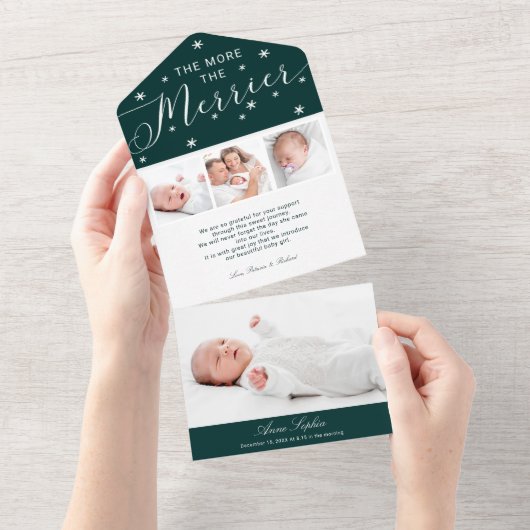 Plus le Merrier 4 Photos Faire-part de naissance (Déchirure)