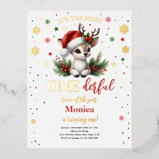 Plus merveilleux temps Noël invitation anniversair (Recto)