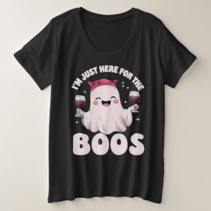 Plus-Size Boos Wine Ghost T-shirt - Halloween Humo