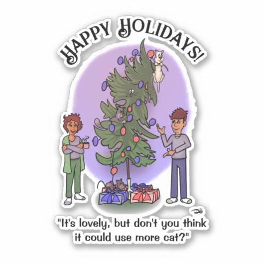Plus Sticker personnalisé Noël Chat (Devant)