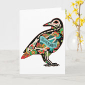 Plus Sugar Skull Raven Carte de voeux (Fleur jaune)