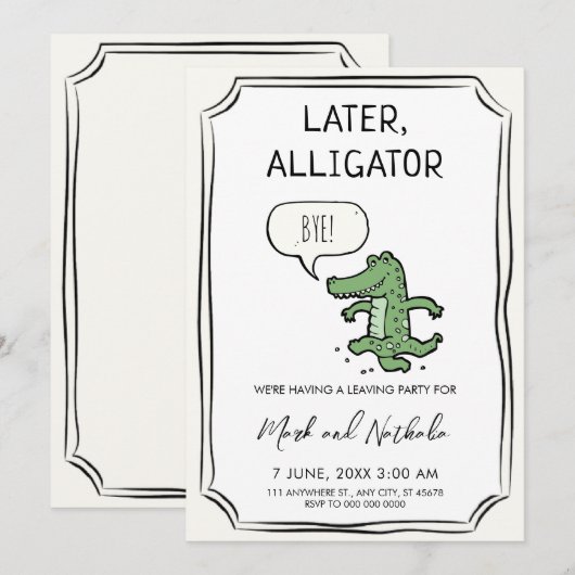 Plus tard Alligator, Invitation à la fête (Devant / Derrière)