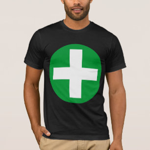 Plus-teken in het wit met groen t-shirt