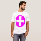 Plus Teken in wit met Magenta T-shirt (Voorkant volledig)