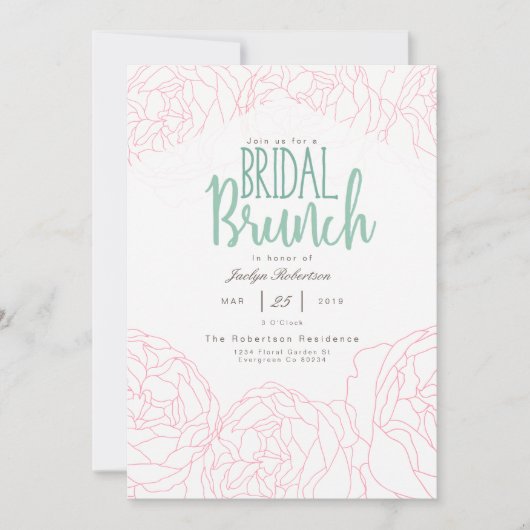 Plush Peony Bridal Brunch Invitation (Devant)