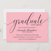 Plush Pink typographie Graduation Invitation (Devant)