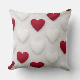 Plush Red & White Hearts Cotton Throw Pillow Kussen
