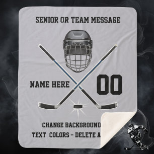 Plush Sherpa Personalized HOCKEY Blankets Deken