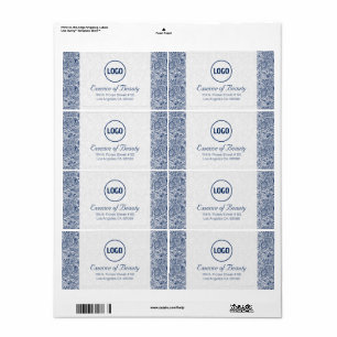 Plush White en Royal Blue Paisley Lace Lijst Etiket