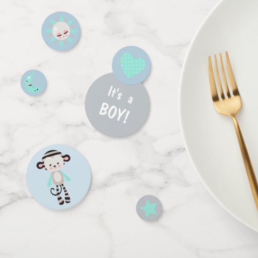 Plushie Monkey Boy Baby Shower Confetti (Groep)