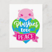 Plushies Love Peace | Cute Kawaii Heart Earth Briefkaart (Voorkant)
