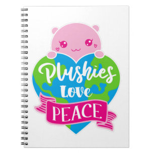 Plushies Love Peace   Cute Kawaii Heart Earth Notitieboek