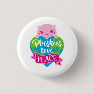 Plushies Love Peace   Cute Kawaii Heart Earth Ronde Button 3,2 Cm