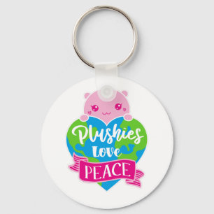 Plushies Love Peace   Cute Kawaii Heart Earth Sleutelhanger