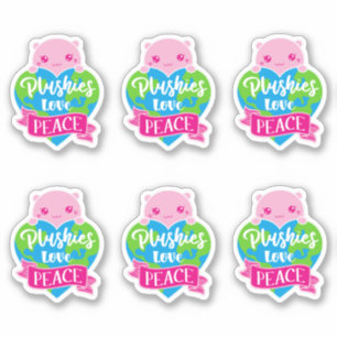 Plushies Love Peace Cute Kawaii Heart Earth Sticker