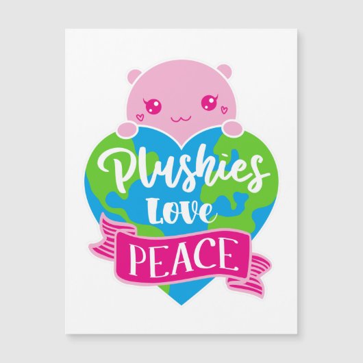 Plushies Love Peace | Cute Kawaii Magnetic Kaart (Voorkant)