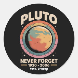 Pluto 1930-2006: een grappige retro-ruimte ronde sticker