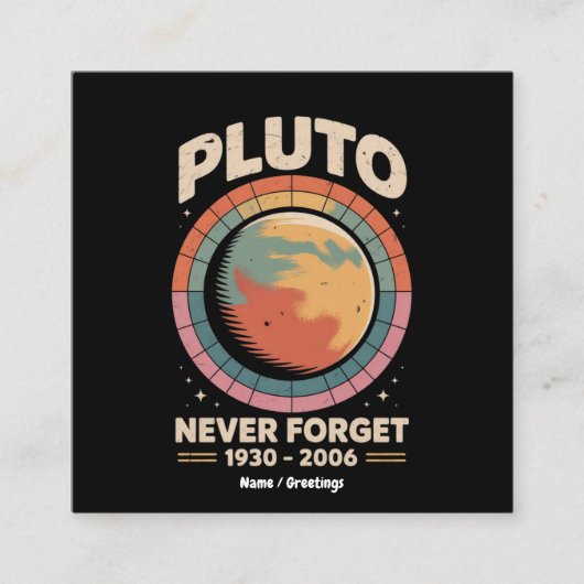 Pluto 1930-2006: een grappige retro-ruimte vierkante visitekaartje (Voorkant)