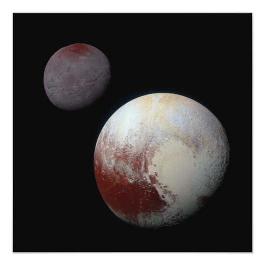 Pluto & Charon 9th of Dwarf Planet Zonnestelsel Foto Afdruk (Voorkant)