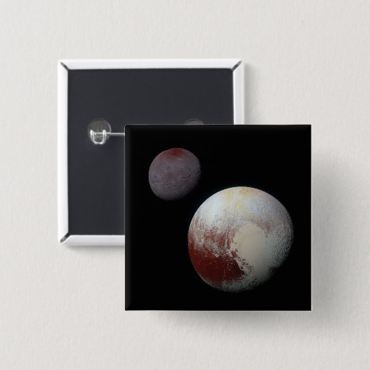 Pluto & Charon 9th of Dwarf Planet Zonnestelsel Vierkante Button 5,1 Cm (Voorkant /achterkant)