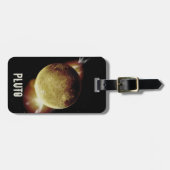 Pluto gele planeet 3d universum ruimte illustratie bagagelabel (Voorkant horizontaal)