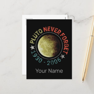 Pluto Nooit vergeten 1930-2006 Planet Retro Feestdagenkaart