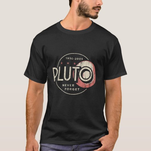 Pluto Pluto vergeet nooit Funny Retro Science T-shirt (Voorkant)