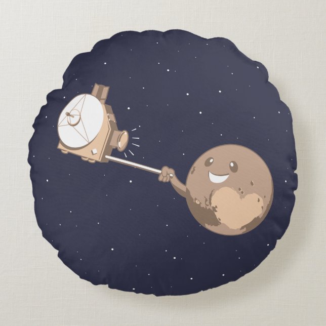 Pluto Selfie Rond Kussen (Voorkant)