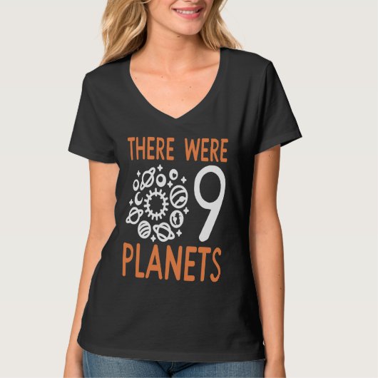 Pluto There Were 9 Planets Retro  Present T-shirt (Voorkant)