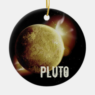 Pluto yellow planeet 3d universum space illustrati keramisch ornament