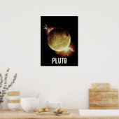Pluto yellow planeet 3d universum space illustrati poster (Keuken)