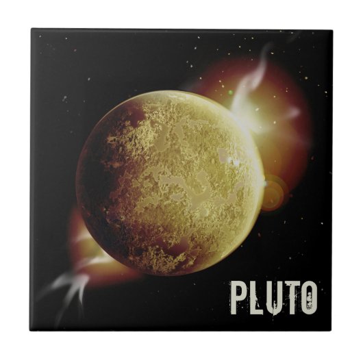 Pluto yellow planeet 3d universum space illustrati tegeltje (Voorkant)