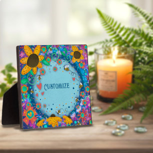 Plutôt amusant Floral Bumblebee UN MOT Plaque pers